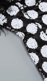 FEATHER TRIM POLKA DOT MINI DRESS DRESS STYLE OF CB