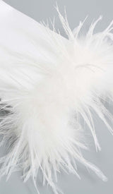 FEATHERS JACKET AND SHORT SKIRT IN WHITE DRESS STYLE OF CB