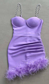 FEATHER STRAPPY MINI DRESS DRESS STYLE OF CB