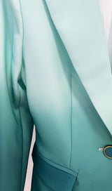 FLARE TROUSERS JACKET SUIT IN OMBRE GREEN DRESS STYLE OF CB