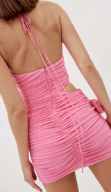 FLORAL APPLIQUÉ CUT OUT MINI DRESS IN PINK DRESS STYLE OF CB