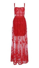 FLORAL CORSET LACE MAIX DRESS IN RED DRESS STYLE OF CB