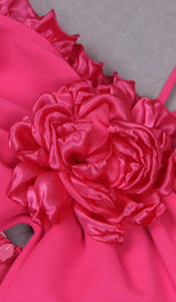 FLORAL EMBELLISHED SLIT MIDI DRESS IN PINK DRESS STYLE OF CB