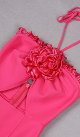 FLORAL EMBELLISHED SLIT MIDI DRESS IN PINK DRESS STYLE OF CB