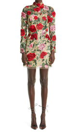 FLORAL EMBROIDERY HIGH MINI DRESS DRESS STYLE OF CB