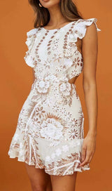 FLORAL LACE MINI DRESS IN WHITE styleofcb