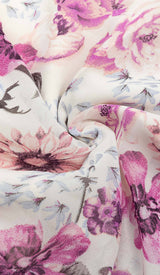 FLORAL PRINT COLD SHOULDER HALTER HIGH LOW DRESS DRESS STYLE OF CB