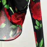 FLORAL-PRINT CROP TOP IN BLACK DRESS STYLE OF CB