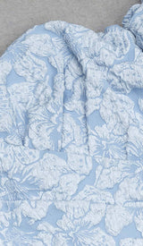 FLORAL-PRINT PUFF SLEEVE MIDI DRESS IN CLEAR SKY DRESS STYLE OF CB