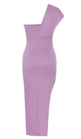 FLORAL SHOULDER SPLIT THIGH MIDI DRESS IN PURPLE DRESS sis label