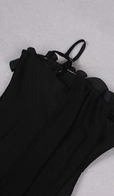 FLOWER SLEEVELESS WOOL CREP MIDI DRESS IN BLACK DRESS STYLE OF CB