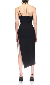 FLOWER SLEEVELESS WOOL CREP MIDI DRESS IN BLACK DRESS STYLE OF CB