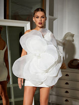 ONE SHOULDER FLOWER MINI DRESS Dresses styleofcb