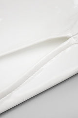 GLAM WITH EDGY SKINTIGHT LATEX GOWN IN WHITE LEATHERETTE PIECES Oh CICI