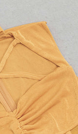 HALTER BANDAGE MIDI DRESS IN YELLOW DRESS STYLE OF CB