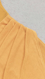 HALTER BANDAGE MIDI DRESS IN YELLOW DRESS STYLE OF CB