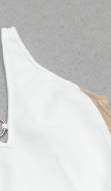 HALTERNECK STRAP DETAIL MIDI DRESS IN WHITE DRESS STYLE OF CB