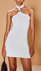 HALTER OFF -SHOULDER MINI DRESS IN WHITE DRESS STYLE OF CB