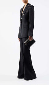 HIGH-RISE FLARED JACKET SUIT IN IVORY DRESS STYLE OF CB