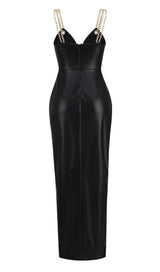 HIGH SLIT DEEP V MIDI DRESS IN BLACK Dresses styleofcb