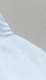 HIGH NECK MESH MIDI DRESS IN LIGHT BLUE DRESS STYLE OF CB