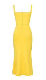 HIP WRAP BANDAGE MIDI DRESS IN YELLOW DRESS STYLE OF CB