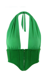 HALTER TOPS IN GREEN Shirts & Tops styleofcb