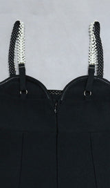 PEARL SLIM-FIT SUSPENDER DRESS IN BLACK styleofcb