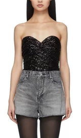 SEQUIN BRA TOP IN BLACK styleofcb