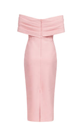 DEEP V SKINNY MIDI DRESS IN PINK styleofcb