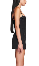 FISHBONE SUSPENDER MINI DRESS IN BLACK styleofcb