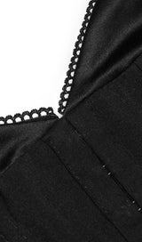 FISHBONE SUSPENDER MINI DRESS IN BLACK styleofcb