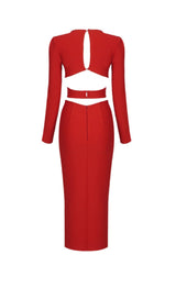 HOLLOW SLIM-FIT DRESS IN RED styleofcb