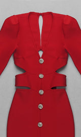 HOLLOW SLIM-FIT DRESS IN RED styleofcb