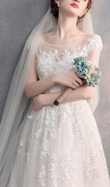 WHITE TRAILING LACE WEDDING DRESS styleofcb
