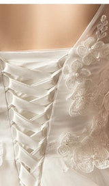 THREE-DIMENSIONAL FLOWER DRAG-TAILED WEDDING DRESS IN WHITE styleofcb