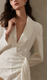 SUIT WRAP DRESS MINI DRESS IN WHITE styleofcb