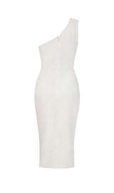 CROSS-SHOULDER CHAIN DRESS IN WHITE styleofcb
