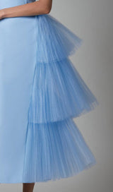 MESH STITCHED DRESS IN LIGHT BLUE styleofcb