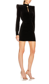 SQUARE SHOULDER MINI DRESS IN BLACK styleofcb