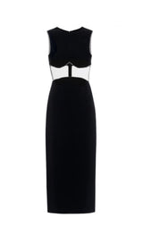 OPEN-WAISTED STITCHED BUTTOCK DRESS IN BLACK styleofcb