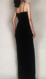 DOUBLE-BREASTED SUSPENDER DRESS IN BLACK styleofcb