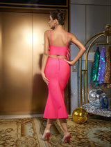 FEATHER CUTOUT BANDAGE DRESS Dresses styleofcb