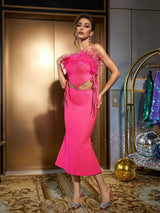 FEATHER CUTOUT BANDAGE DRESS Dresses styleofcb