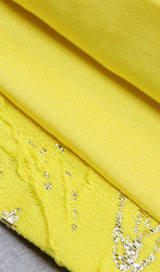 JACQUARD ONE SHOULDER MINI DRESS IN YELLOW Dresses styleofcb