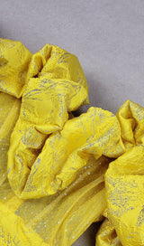 JACQUARD STRAPLESS MIDI DRESS IN YELLOW Dresses styleofcb