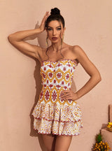 STRAPLESS RUFFLE MINI DRESS Dresses styleofcb