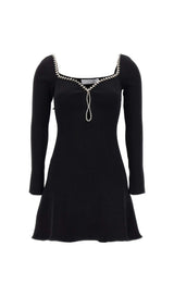 KNIT DIAMANTE MINI DRESS IN BLACK DRESS STYLE OF CB