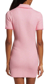 KNITTED BUTTON MINI DRESS IN PINK DRESS STYLE OF CB