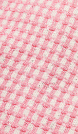 KNITTED BUTTON MINI DRESS IN PINK DRESS STYLE OF CB
